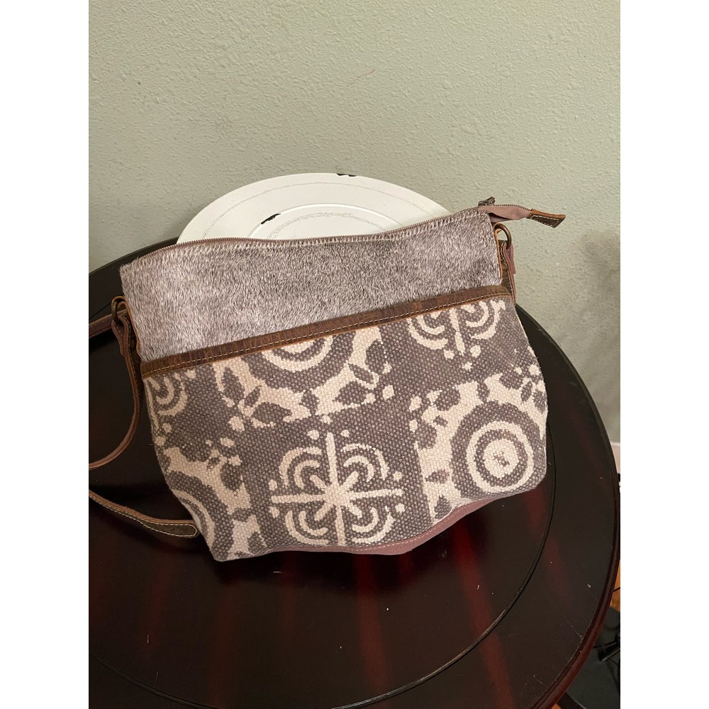 Myra Crossbody bag / purse w/ hairon (animal hide) Medium size,  LIKE NEW!!